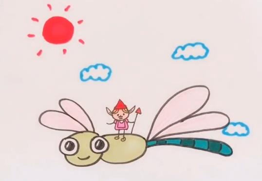 蜻蜓简笔画图片 彩色蜻蜓画法视频教程